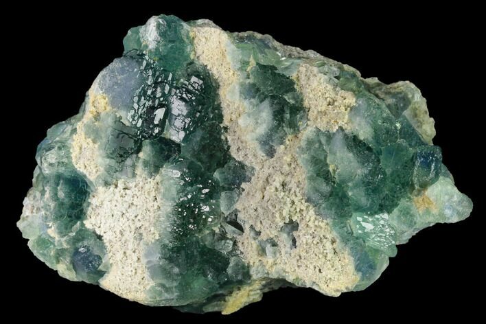 Stepped Green Fluorite Crystals on Quartz - China #142474